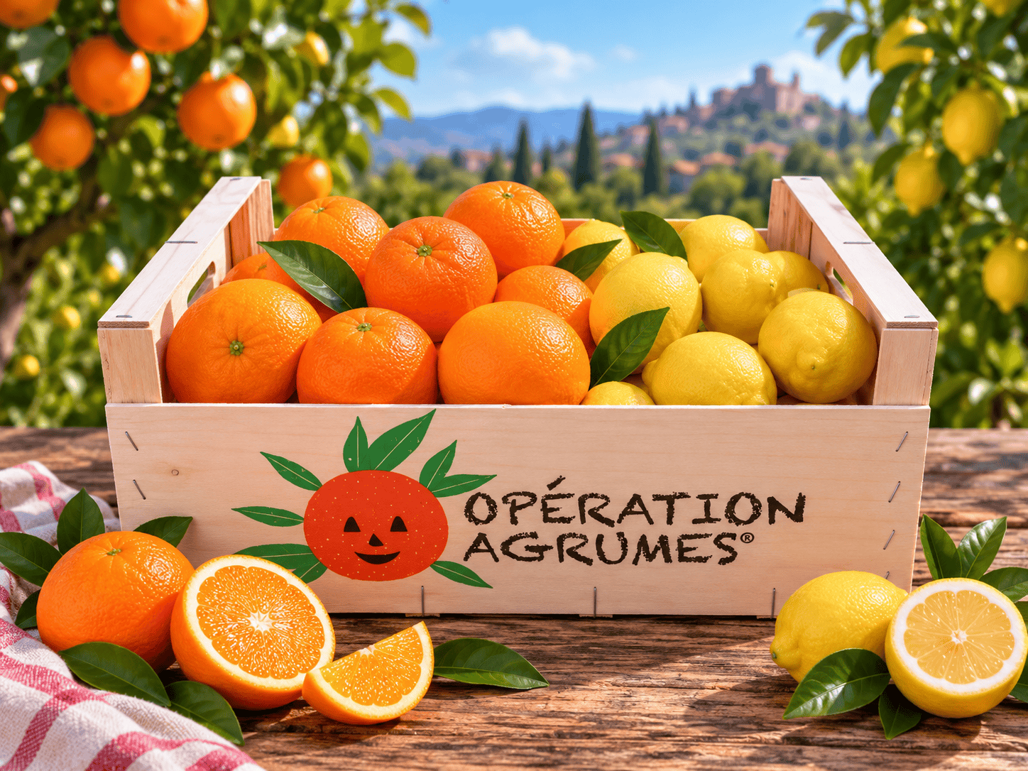 Caisse mixte d'oranges et de citrons de l'opération agrumes