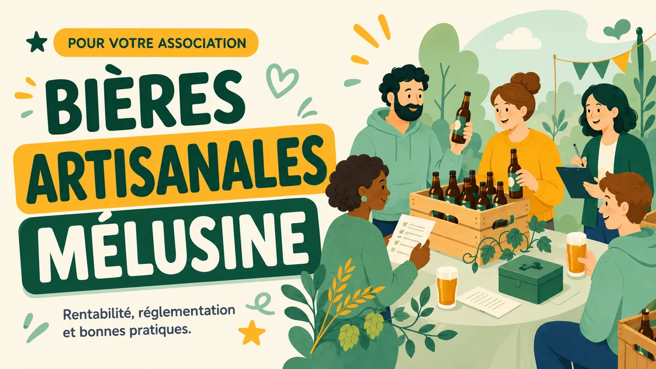 Vente groupée de bières artisanales Mélusine organisée par une association : caisses de bouteilles et bénévoles