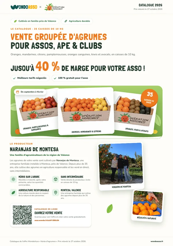 Page du catalogue : le producteur d'agrumes Naranjas de Montesa, près de Valence